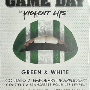 Game Day Violent Lips 💋 Green & White Temporary Lip Tattoos | 2 Pack